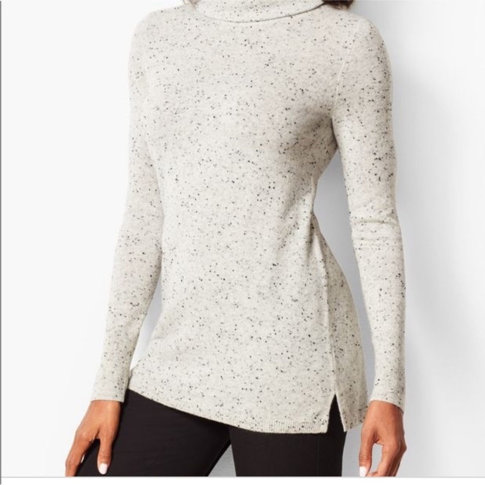Talbots‎ Sabrina Cashmere Gray Speckled Turtleneck Longline Sweater Medium